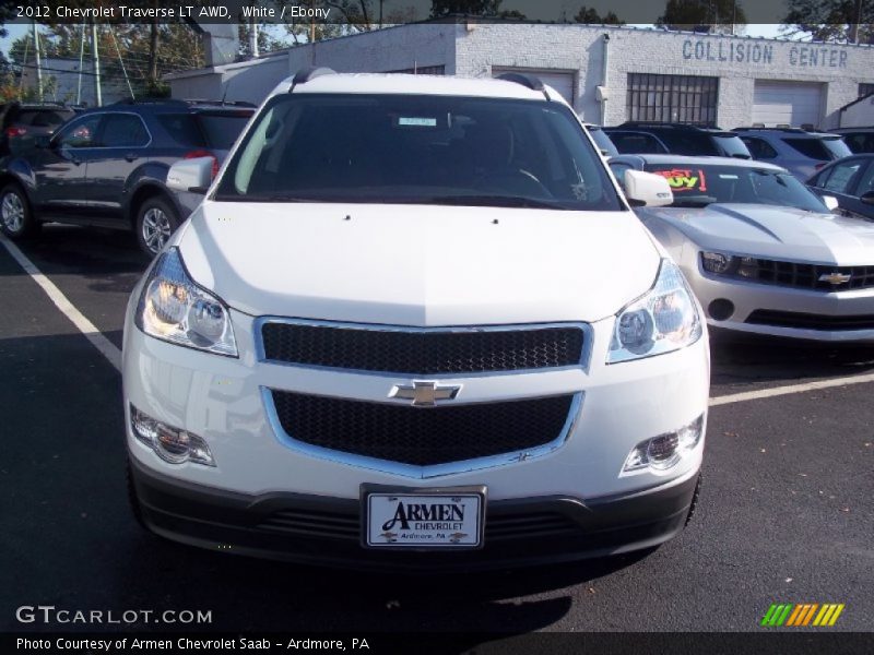 White / Ebony 2012 Chevrolet Traverse LT AWD