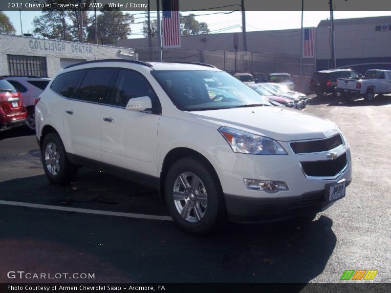 White / Ebony 2012 Chevrolet Traverse LT AWD
