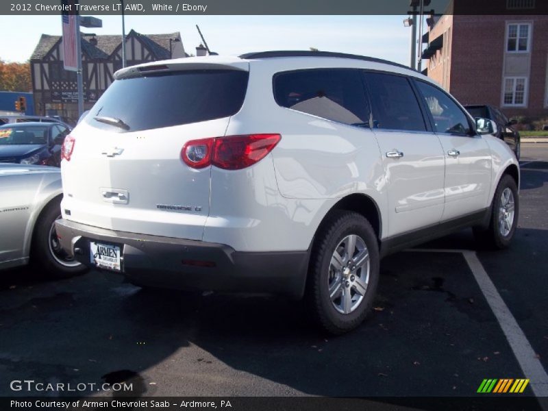 White / Ebony 2012 Chevrolet Traverse LT AWD