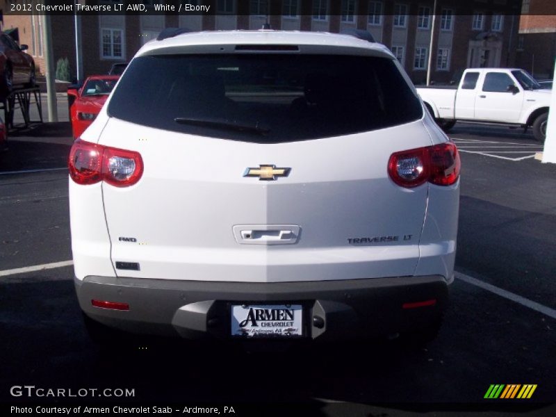 White / Ebony 2012 Chevrolet Traverse LT AWD