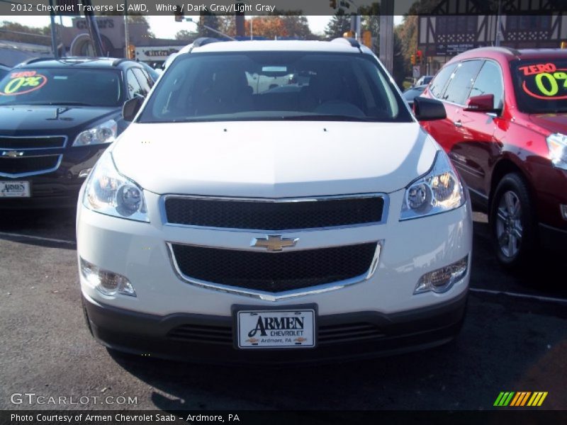 White / Dark Gray/Light Gray 2012 Chevrolet Traverse LS AWD
