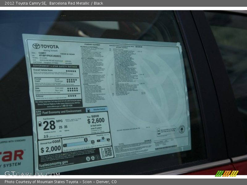 Barcelona Red Metallic / Black 2012 Toyota Camry SE