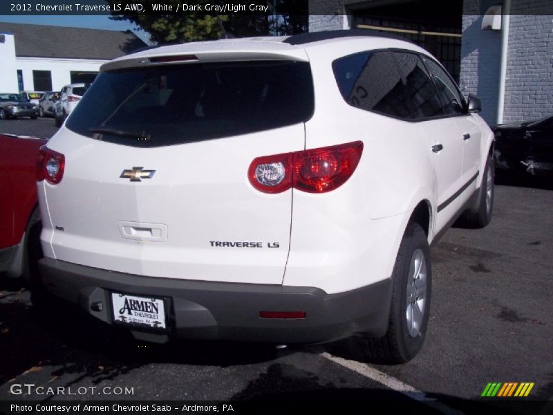 White / Dark Gray/Light Gray 2012 Chevrolet Traverse LS AWD