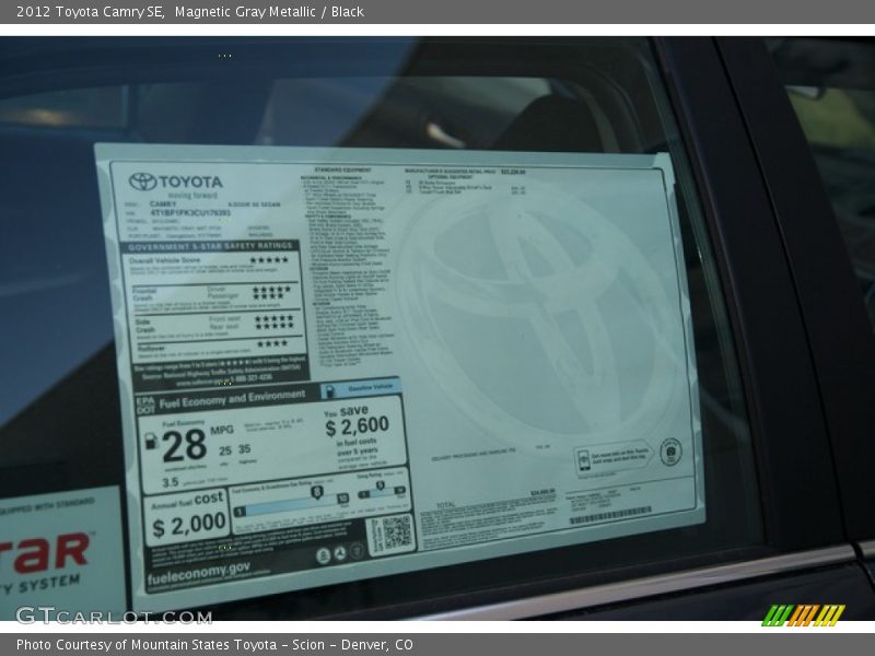 Magnetic Gray Metallic / Black 2012 Toyota Camry SE