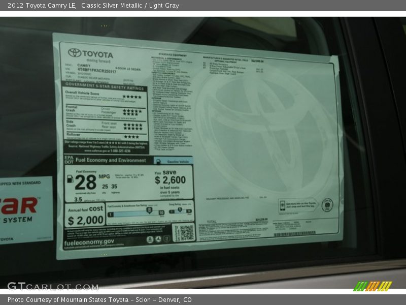 Classic Silver Metallic / Light Gray 2012 Toyota Camry LE