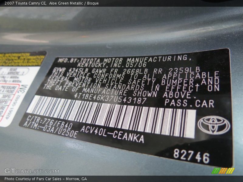 Aloe Green Metallic / Bisque 2007 Toyota Camry CE