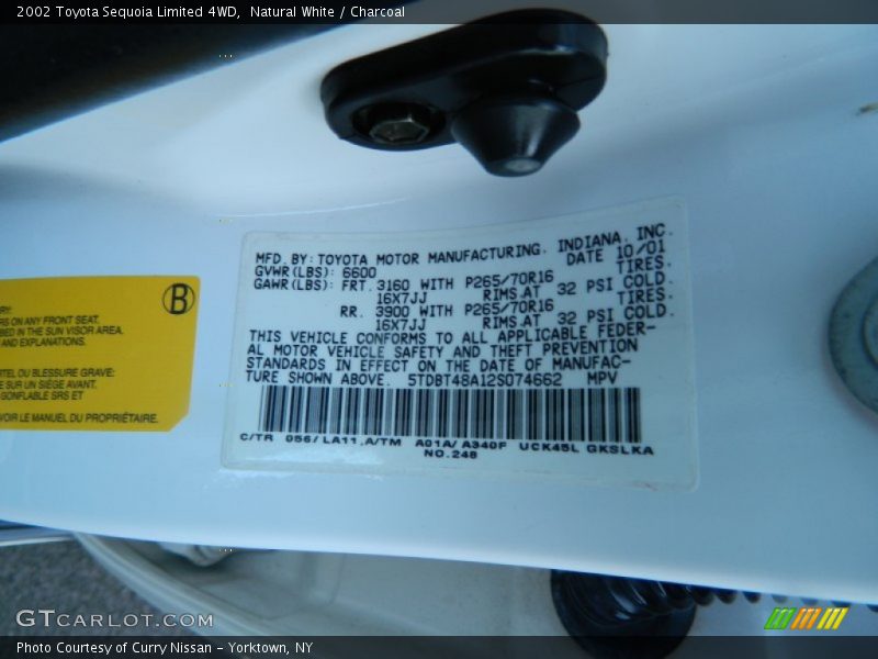 Natural White / Charcoal 2002 Toyota Sequoia Limited 4WD