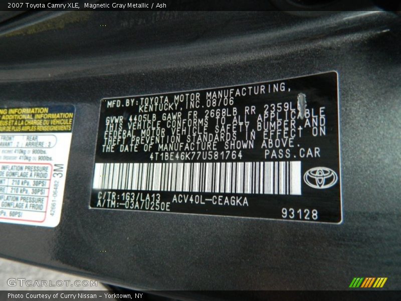 Magnetic Gray Metallic / Ash 2007 Toyota Camry XLE