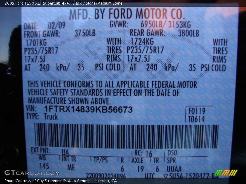 Black / Stone/Medium Stone 2009 Ford F150 XLT SuperCab 4x4