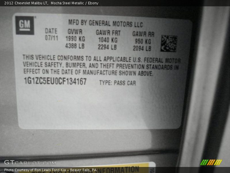 Mocha Steel Metallic / Ebony 2012 Chevrolet Malibu LT