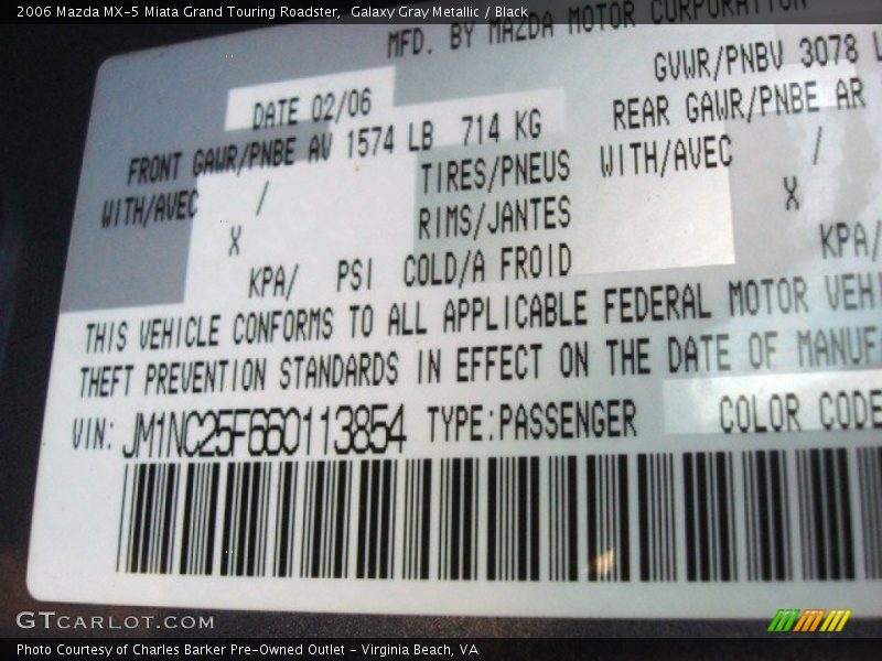 Galaxy Gray Metallic / Black 2006 Mazda MX-5 Miata Grand Touring Roadster