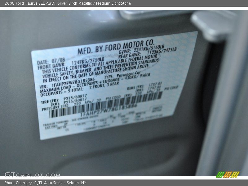 Silver Birch Metallic / Medium Light Stone 2008 Ford Taurus SEL AWD