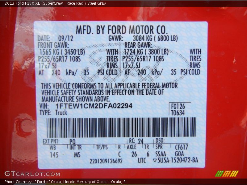 Race Red / Steel Gray 2013 Ford F150 XLT SuperCrew