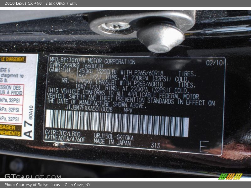 Black Onyx / Ecru 2010 Lexus GX 460
