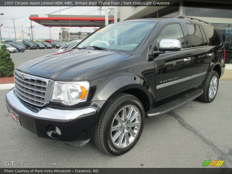 Brilliant Black Crystal Pearl / Dark Khaki/Light Graystone 2007 Chrysler Aspen Limited HEMI 4WD