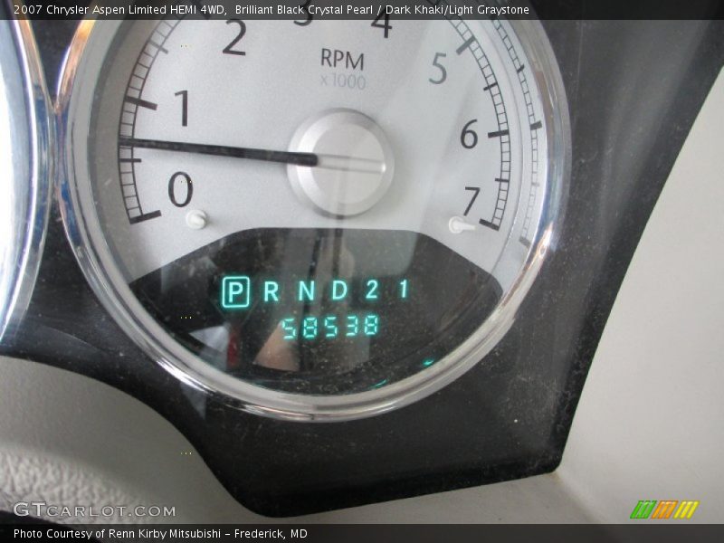 Brilliant Black Crystal Pearl / Dark Khaki/Light Graystone 2007 Chrysler Aspen Limited HEMI 4WD