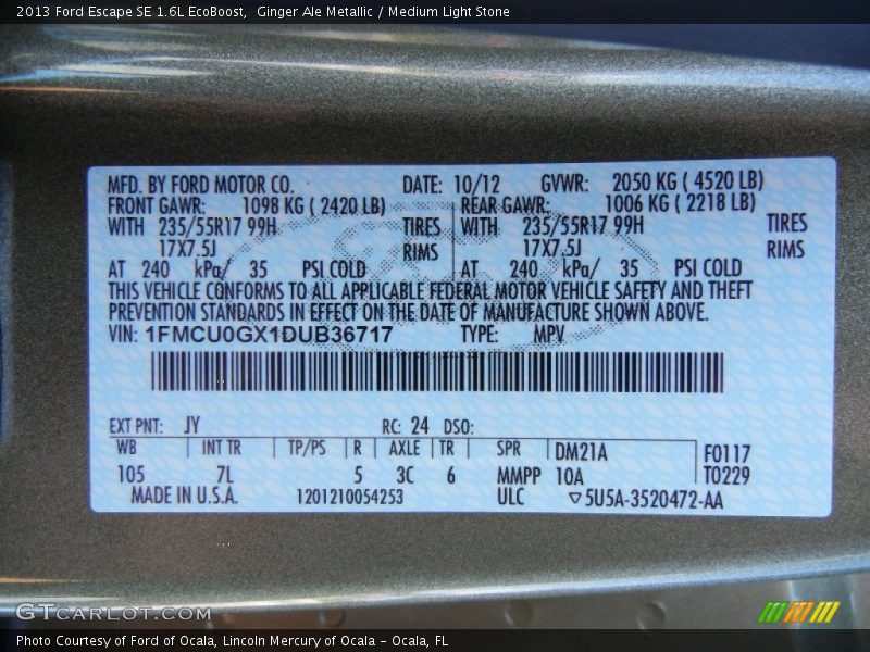 Ginger Ale Metallic / Medium Light Stone 2013 Ford Escape SE 1.6L EcoBoost