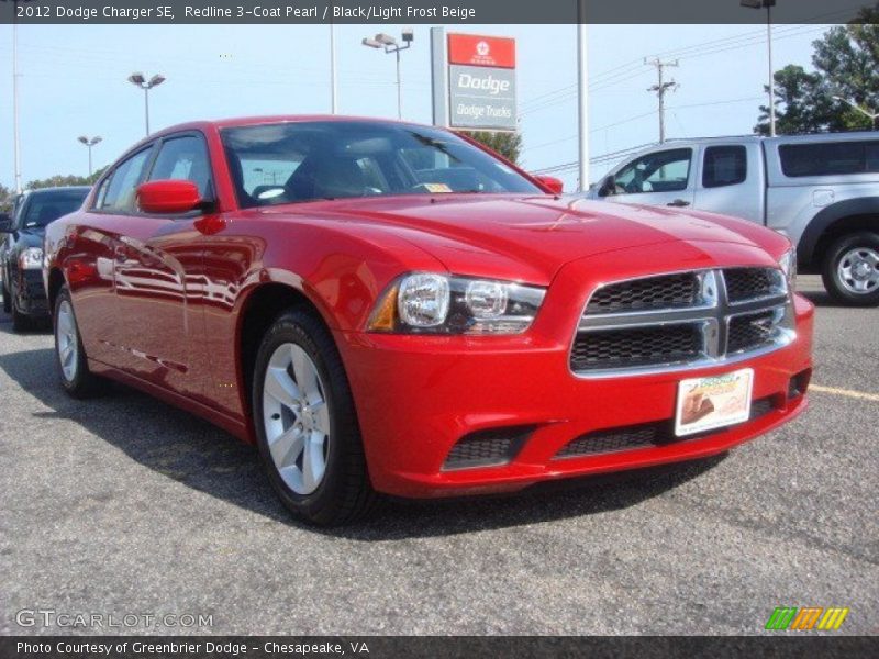 Redline 3-Coat Pearl / Black/Light Frost Beige 2012 Dodge Charger SE