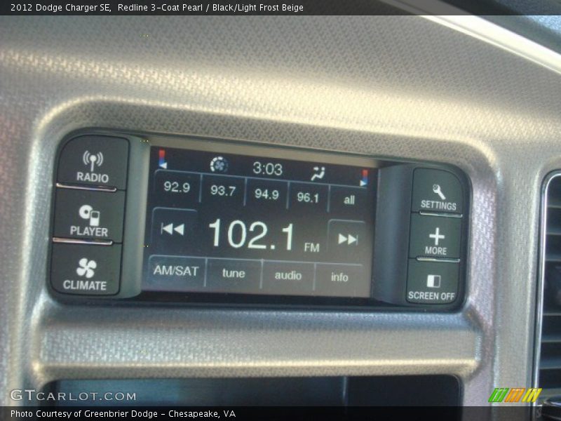 Redline 3-Coat Pearl / Black/Light Frost Beige 2012 Dodge Charger SE