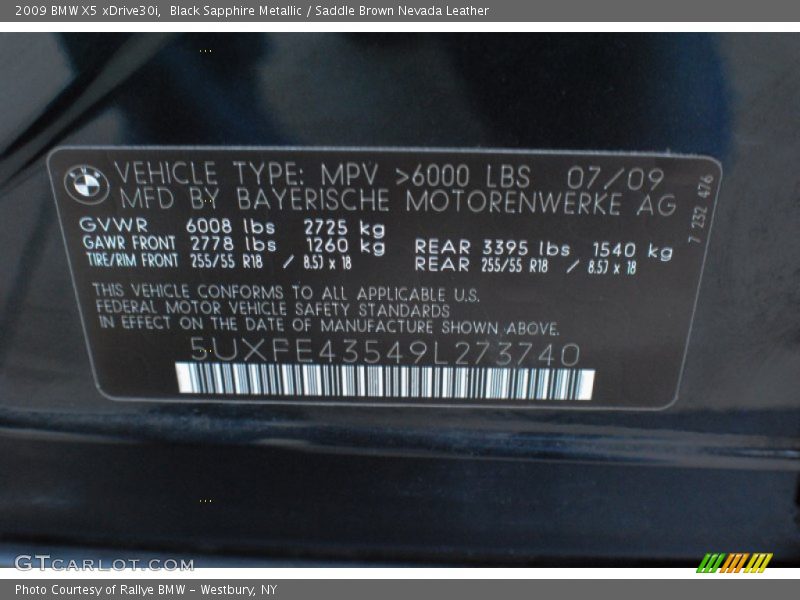 Black Sapphire Metallic / Saddle Brown Nevada Leather 2009 BMW X5 xDrive30i