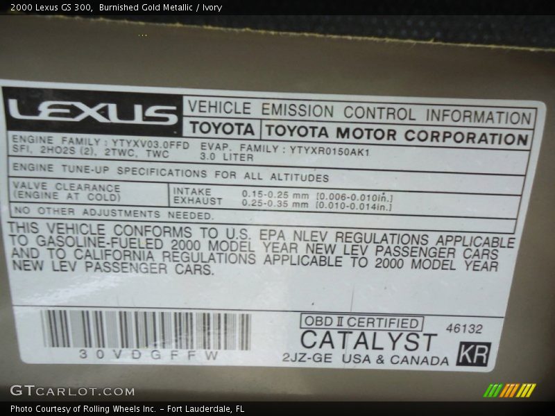 Burnished Gold Metallic / Ivory 2000 Lexus GS 300