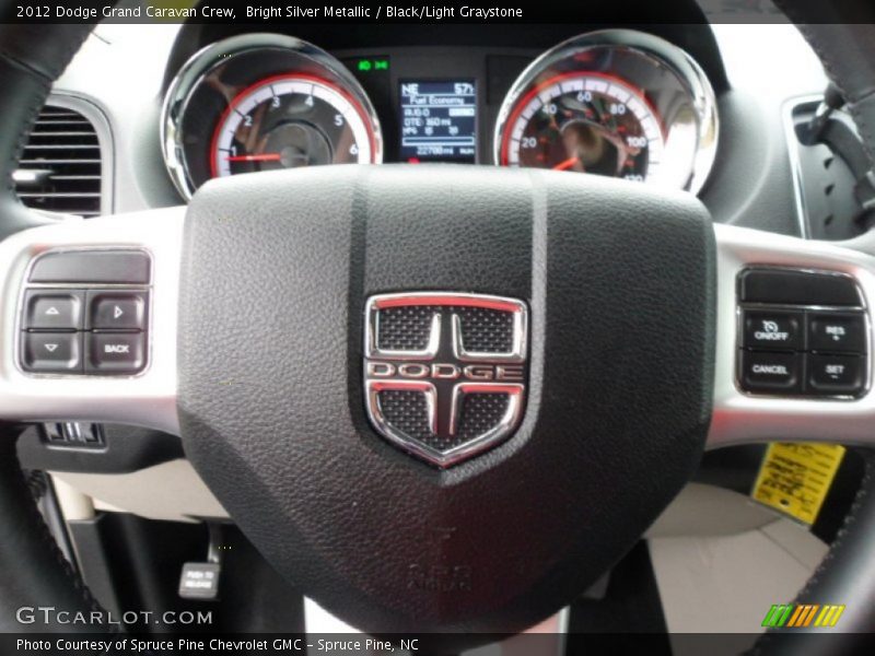Bright Silver Metallic / Black/Light Graystone 2012 Dodge Grand Caravan Crew