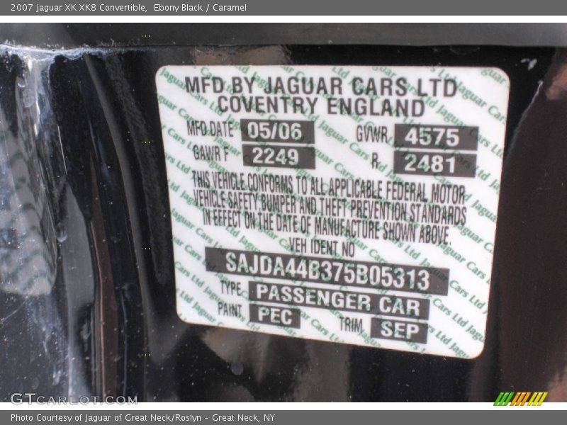 Ebony Black / Caramel 2007 Jaguar XK XK8 Convertible