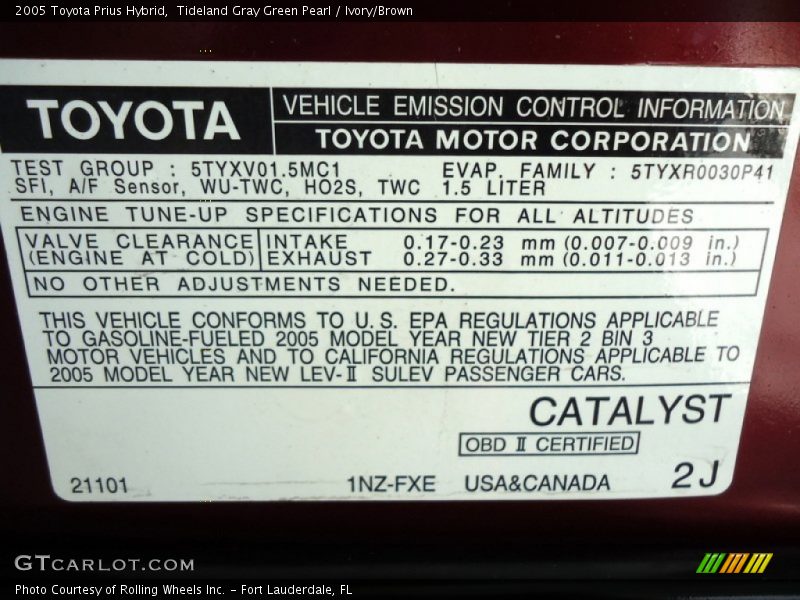 Tideland Gray Green Pearl / Ivory/Brown 2005 Toyota Prius Hybrid