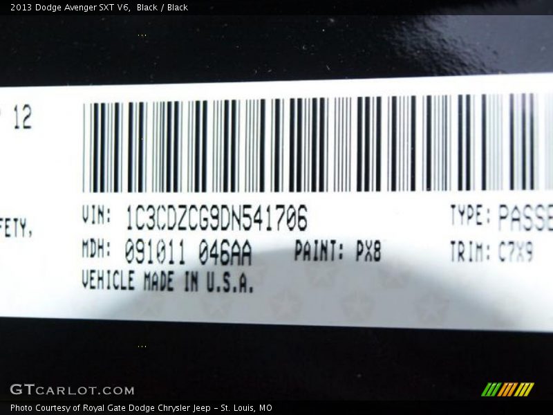Black / Black 2013 Dodge Avenger SXT V6