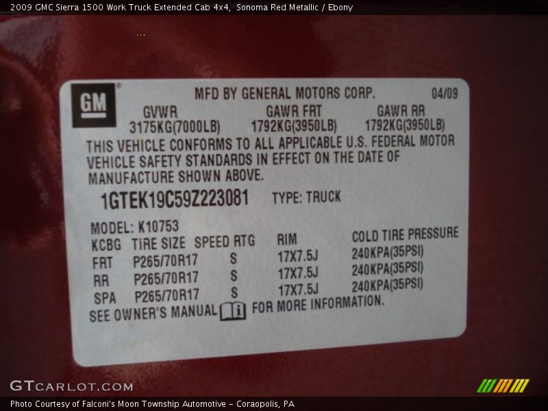 Sonoma Red Metallic / Ebony 2009 GMC Sierra 1500 Work Truck Extended Cab 4x4