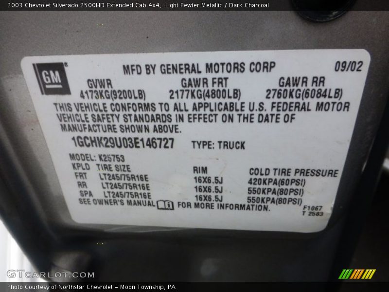 Light Pewter Metallic / Dark Charcoal 2003 Chevrolet Silverado 2500HD Extended Cab 4x4