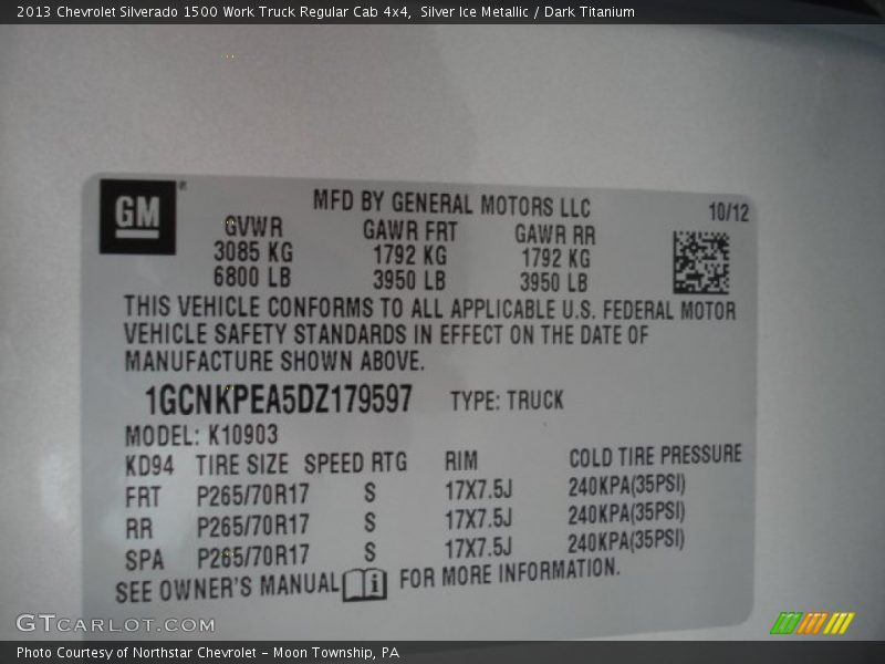 Silver Ice Metallic / Dark Titanium 2013 Chevrolet Silverado 1500 Work Truck Regular Cab 4x4
