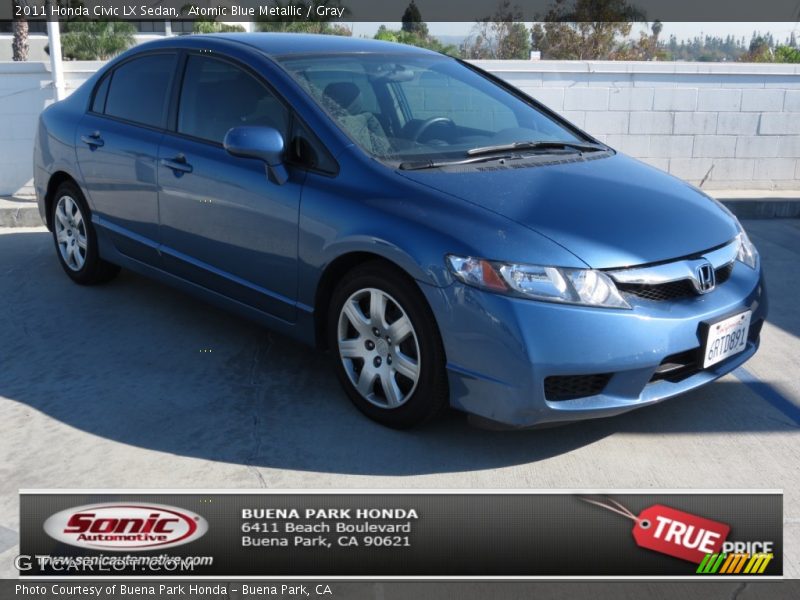 Atomic Blue Metallic / Gray 2011 Honda Civic LX Sedan