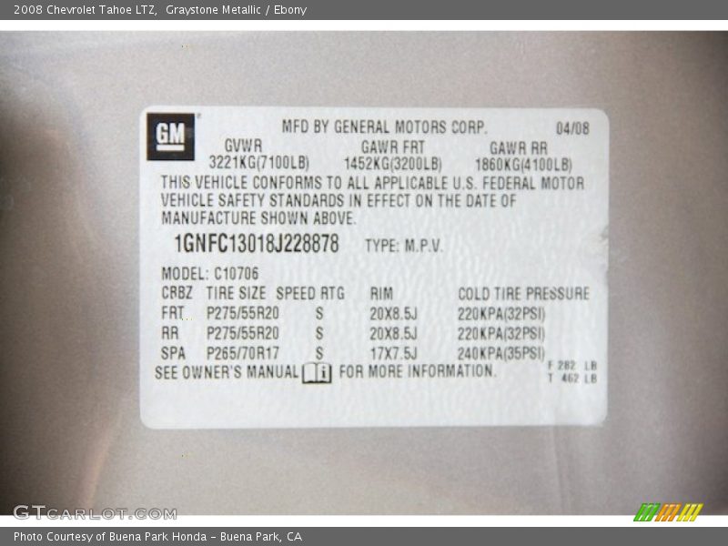 Graystone Metallic / Ebony 2008 Chevrolet Tahoe LTZ