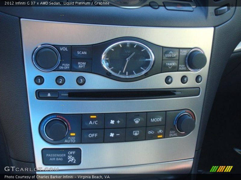 Controls of 2012 G 37 x AWD Sedan