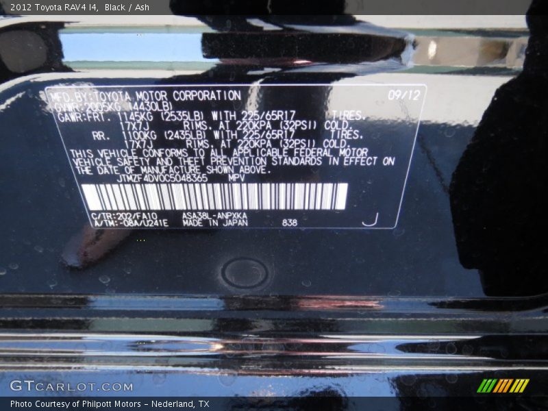 Black / Ash 2012 Toyota RAV4 I4