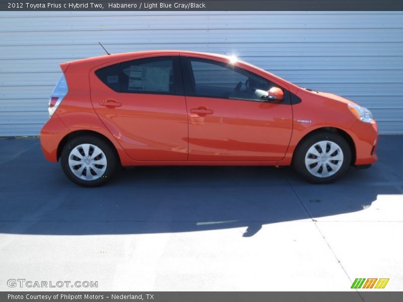 Habanero / Light Blue Gray/Black 2012 Toyota Prius c Hybrid Two