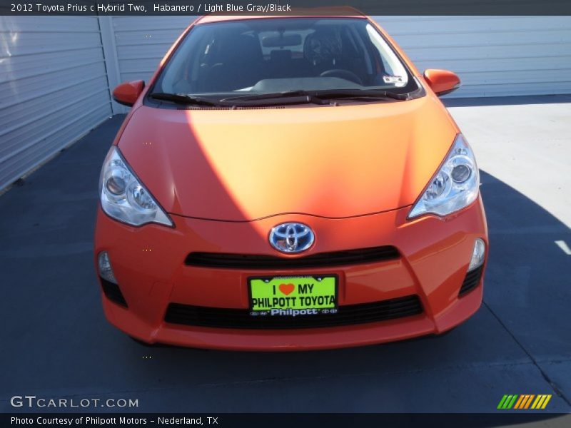 Habanero / Light Blue Gray/Black 2012 Toyota Prius c Hybrid Two