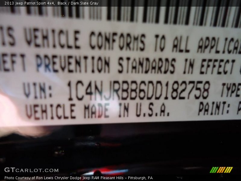 Black / Dark Slate Gray 2013 Jeep Patriot Sport 4x4