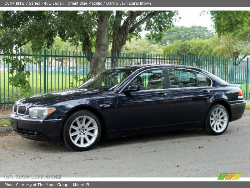 Orient Blue Metallic / Dark Blue/Natural Brown 2004 BMW 7 Series 745Li Sedan
