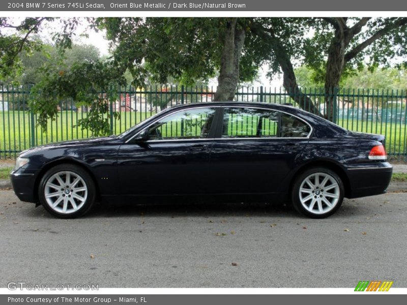 Orient Blue Metallic / Dark Blue/Natural Brown 2004 BMW 7 Series 745Li Sedan