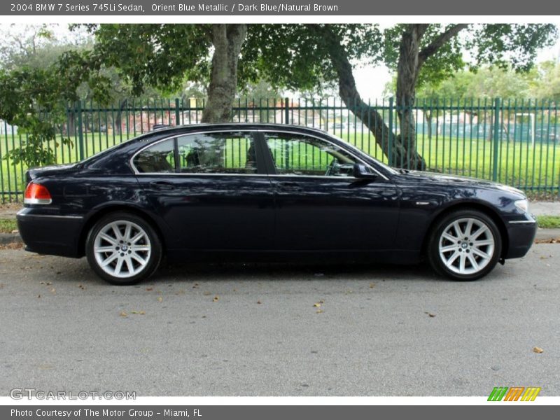 Orient Blue Metallic / Dark Blue/Natural Brown 2004 BMW 7 Series 745Li Sedan