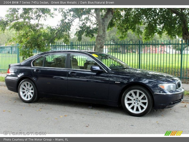 Orient Blue Metallic / Dark Blue/Natural Brown 2004 BMW 7 Series 745Li Sedan