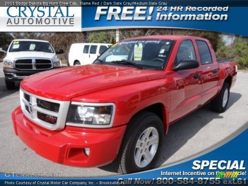 Flame Red / Dark Slate Gray/Medium Slate Gray 2011 Dodge Dakota Big Horn Crew Cab