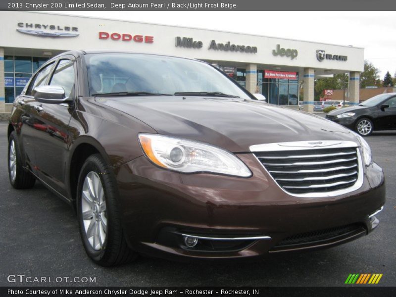 Deep Auburn Pearl / Black/Light Frost Beige 2013 Chrysler 200 Limited Sedan
