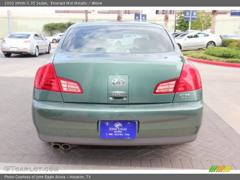 Emerald Mist Metallic / Willow 2003 Infiniti G 35 Sedan