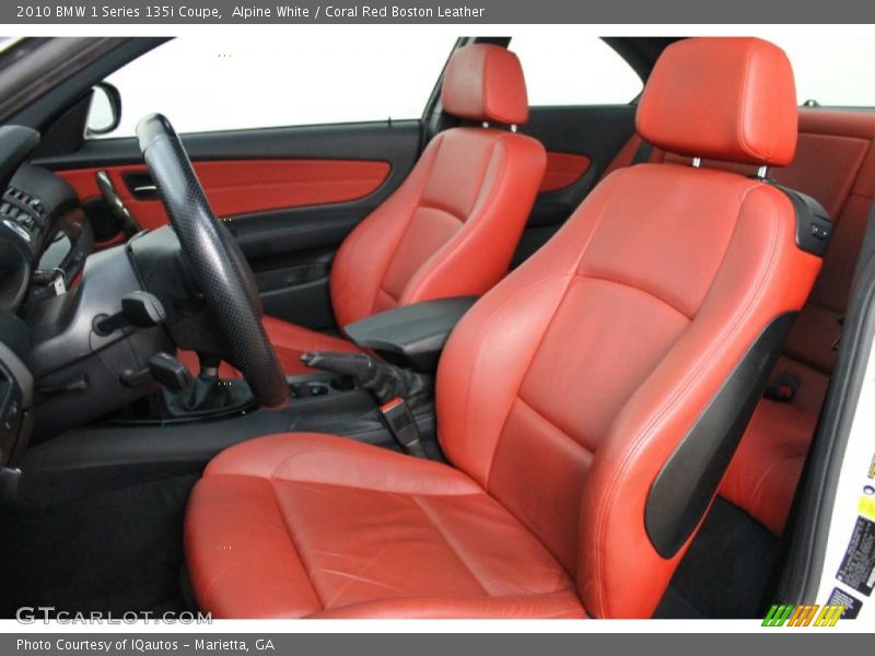 Alpine White / Coral Red Boston Leather 2010 BMW 1 Series 135i Coupe