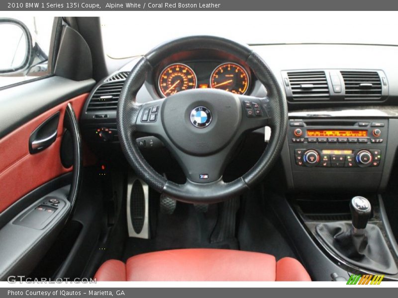 Alpine White / Coral Red Boston Leather 2010 BMW 1 Series 135i Coupe