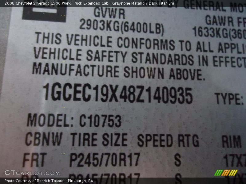 Graystone Metallic / Dark Titanium 2008 Chevrolet Silverado 1500 Work Truck Extended Cab