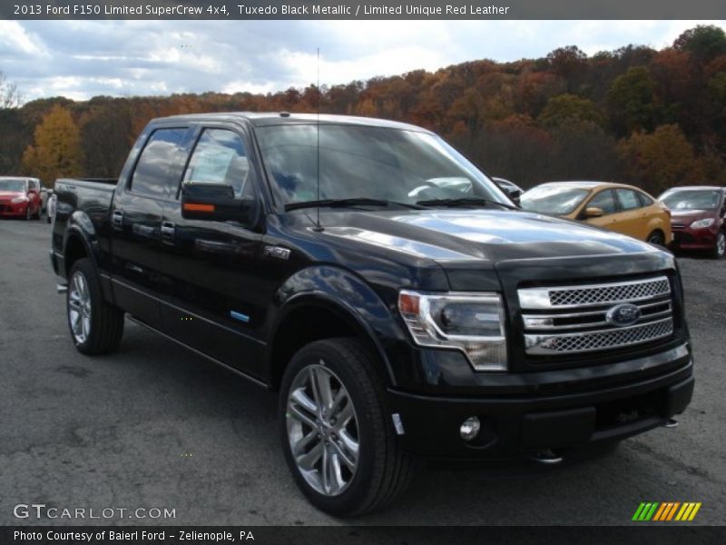 Tuxedo Black Metallic / Limited Unique Red Leather 2013 Ford F150 Limited SuperCrew 4x4